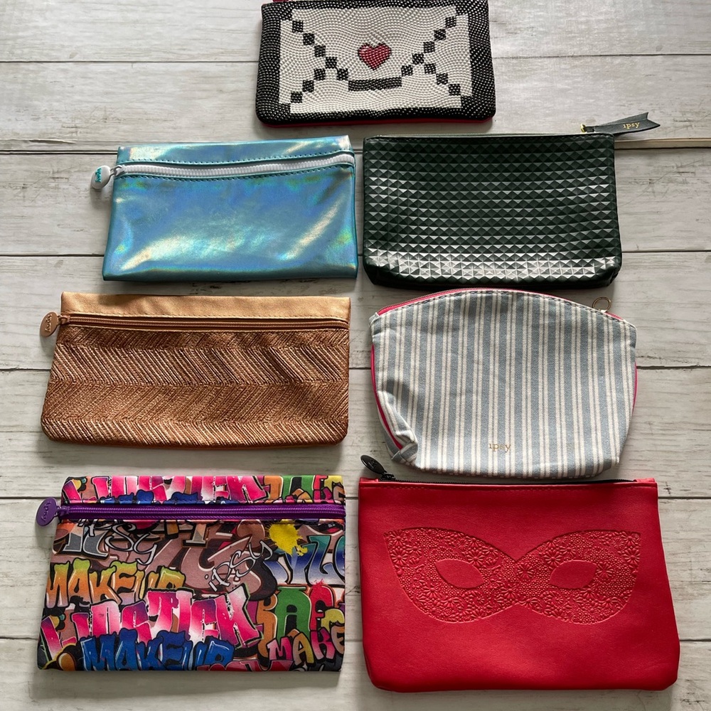 Lot of 7 IPSY makeup bags